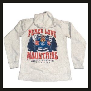 Simply Southern Hoodie Small Peace Love Mountains Jeep Dog Graphic Pullover Gray